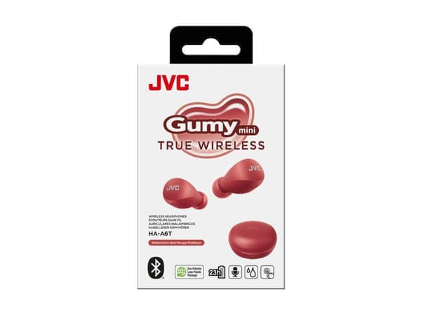 JVC HA-A6T - Gumy Mini - True wireless-hörlurar med mikrofon - inuti örat - Bluetooth - vattenmelonröd