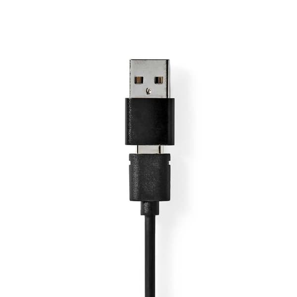 Nedis PC-headset | On-Ear-Kuulokkeet | Stereo | USB Type-A / USB Type-C™ | Kokoontaitettava Mikrofoni | Musta