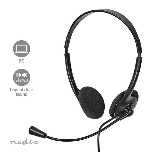 Nedis PC-headset | On-Ear-Kuulokkeet | Stereo | USB Type-A / USB Type-C™ | Kokoontaitettava Mikrofoni | Musta
