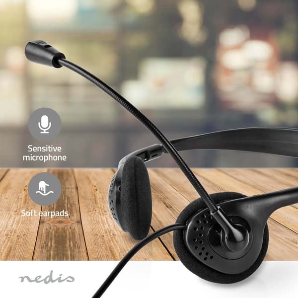 Nedis PC-headset | On-Ear-Kuulokkeet | Stereo | USB Type-A / USB Type-C™ | Kokoontaitettava Mikrofoni | Musta
