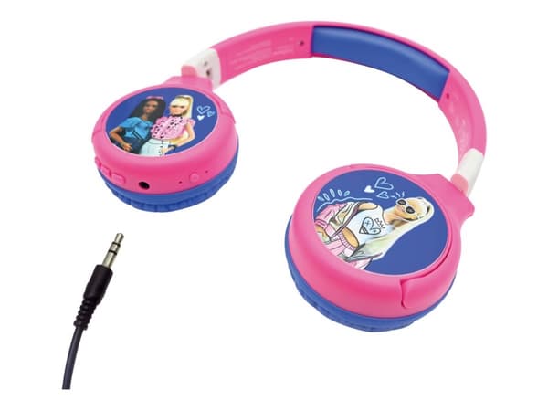 Lexibook Barbie - Hodetelefoner med mikrofon - on-ear - Bluetooth - trådløs, kablet - 3,5 mm jakk