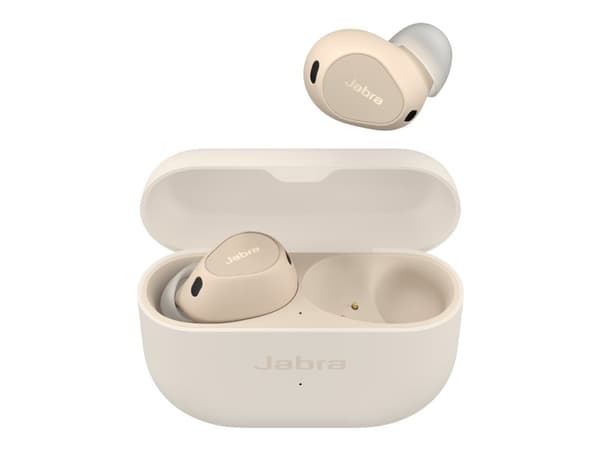 Jabra Elite 10 - True wireless-hodetelefoner med mikrofon - i øret - Bluetooth - aktiv støydemping - kremfarget