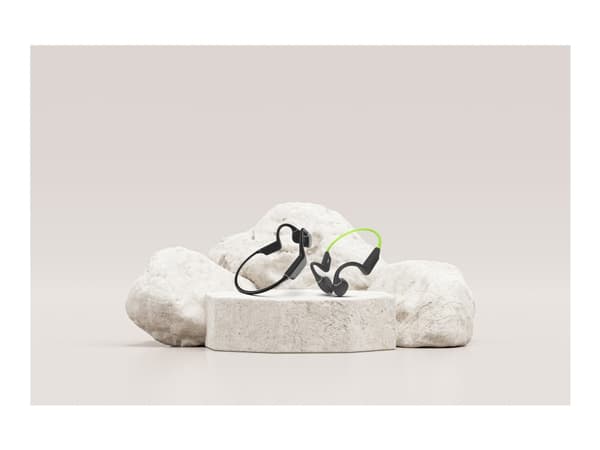 Creative Outlier Free+ - Hörlurar med mikrofon - öppet öra - montering bakom nacken - Bluetooth - trådlös - limegrön, dark slate gray
