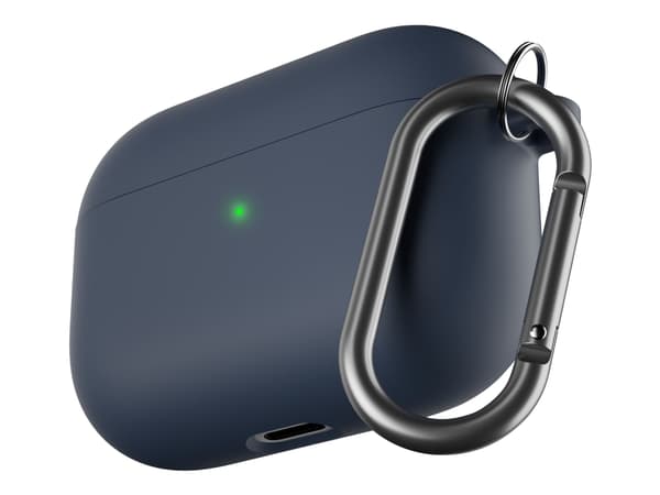KeyBudz Hybrid Shell Series - Hårt fodral laddningsfodral för trådlösa öronsnäckor - polykarbonat, flytande silikon - midnattsblå - för Apple AirPods