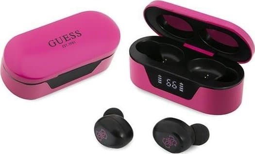 Guess GUTWST31EK TWS Bluetooth headphones + magenta docking station