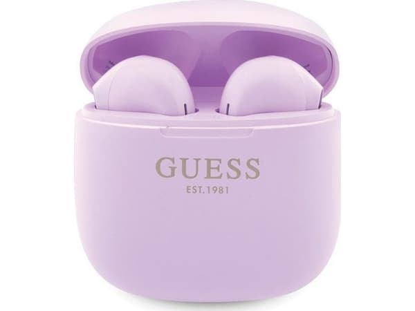 Guess GUTWST26PSU TWS Bluetooth-hodetelefoner + dockingstasjon lilla/lilla Classic EST-logo