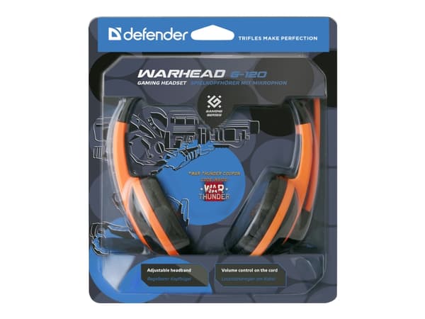 Defender Warhead G-120 - Gaming - hodesett - on-ear - kablet - 3,5 mm jakk - svart, oransje
