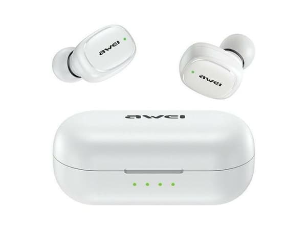 AWEI Bluetooth 5.1 kuulokkeet T13 Pro TWS + telakointiasema valkoinen/valkoinen