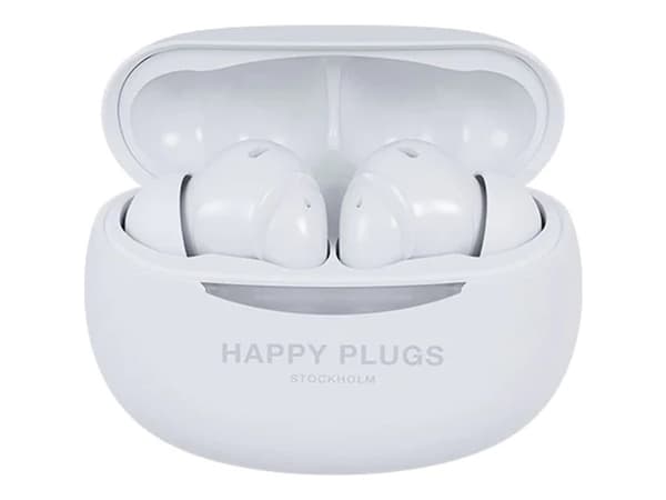 Happy Plugs JOY PRO - True wireless-hörlurar med mikrofon - inuti örat - Bluetooth - aktiv brusradering - vit