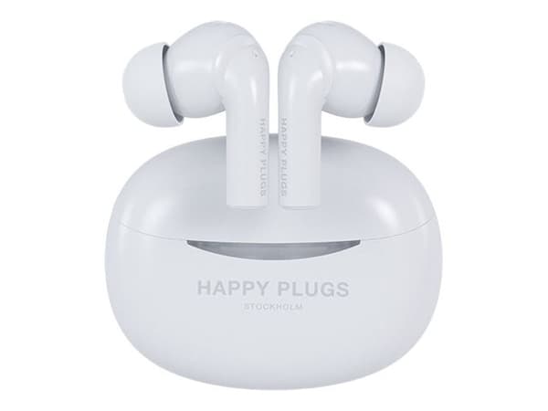 Happy Plugs JOY PRO - True wireless-hörlurar med mikrofon - inuti örat - Bluetooth - aktiv brusradering - vit
