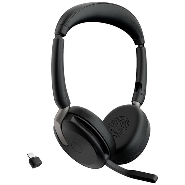 Jabra Evolve2 65 Flex Link380c UC Datorer On-ear headset Bluetooth Stereo Svart Brusreducering Headset, Mikrofonljudavs