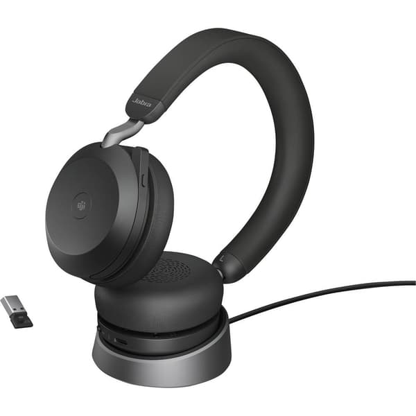 Jabra Evolve2 75 Telefon Over Ear-hörlurar Sladd Svart Batteriladdningsindikering, Mikrofonljudavstängning