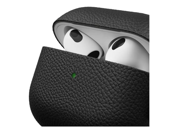 KeyBudz PodSkinz Artisan Series - Fodral laddningsfodral för trådlösa öronsnäckor - top-grain Italian leather - svart - för Apple AirPods (3:e genera