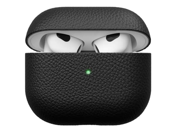 KeyBudz PodSkinz Artisan Series - Fodral laddningsfodral för trådlösa öronsnäckor - top-grain Italian leather - svart - för Apple AirPods (3:e genera