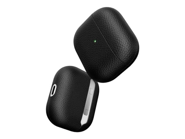 KeyBudz PodSkinz Artisan Series - Fodral laddningsfodral för trådlösa öronsnäckor - top-grain Italian leather - svart - för Apple AirPods (3:e genera