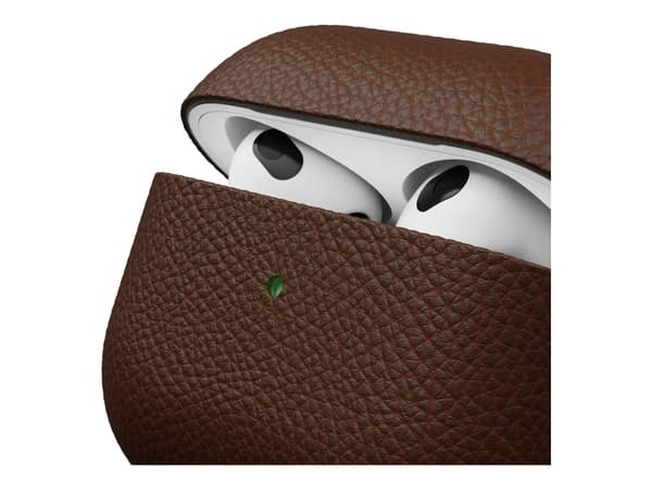 KeyBudz PodSkinz Artisan Series - Fodral laddningsfodral för trådlösa öronsnäckor - top-grain Italian leather - naturbrun - för Apple AirPods (3:e ge