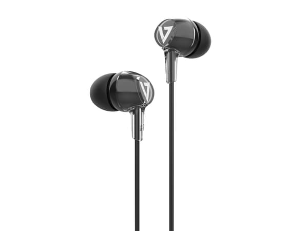 V7 HA220, Koblet med ledninger (ikke trådløs), Samtale/Musikk/Sport/Hverdag, 20 - 20000 Hz, 14,3 g, Hodesett, Sort
