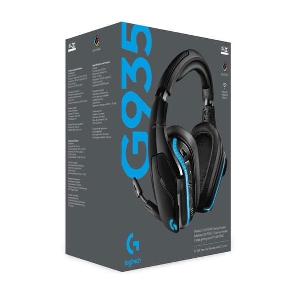 Logitech G935 langattomat RGB-pelikuulokkeet, 7.1-tilaääni, 50 mm:n Pro-G-ajurit, 2,4 GHz:n langaton mikrofoni, mikrofoni mykistystä varten