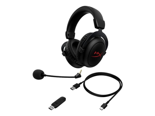 HyperX Cloud II - Headset - fullstorlek - 2,4 GHz - trådlös - USB, 3,5 mm kontakt - svart