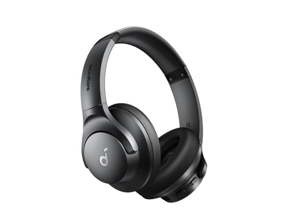Soundcore Q20i - Hörlurar med mikrofon - fullstorlek - Bluetooth - trådlös, kabelansluten - aktiv brusradering - 3,5 mm kontakt - svart