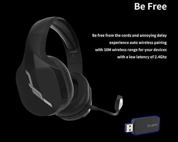 Zalman headset ZM-HPS700W / herní / náhlavní / bezdrátový / 50mm měniče / 3,5mm jack / bíločerný