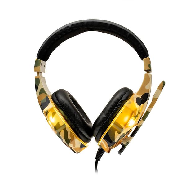 CASTI Spacer, cu fir, standard, utilizare gaming, microfon pe brat, conectare Jack 3.5 mm x 2, lumina verde, camuflaj, "SPGH-CAMO", (timbru verde 0.8