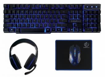 Rebeltec SHERMAN keyboard, mouse, pad, headphones for gamers combo Svart