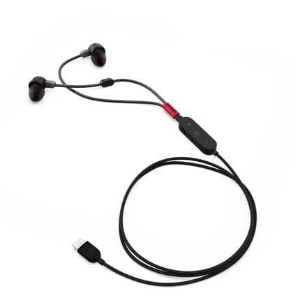 LENOVO Go Headset in-ear wired active noise cancelling USB-C thunder black Certified for Skype for Business Certified for MS Teams
