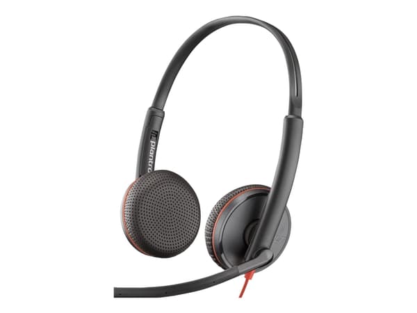 Poly Blackwire 3225 - 3300 Series - hodesett - on-ear - kablet - USB, 3,5 mm jakk - svart - Skype Certified, Cisco Jabber Certified, Avaya Certified