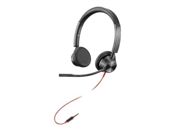 Poly Blackwire 3225 - 3300 Series - hodesett - on-ear - kablet - USB, 3,5 mm jakk - svart - Skype Certified, Cisco Jabber Certified, Avaya Certified