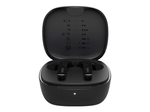Belkin SoundForm Motion - True wireless-hodetelefoner med mikrofon - i øret - Bluetooth - aktiv støydemping - lydisolerende - svart