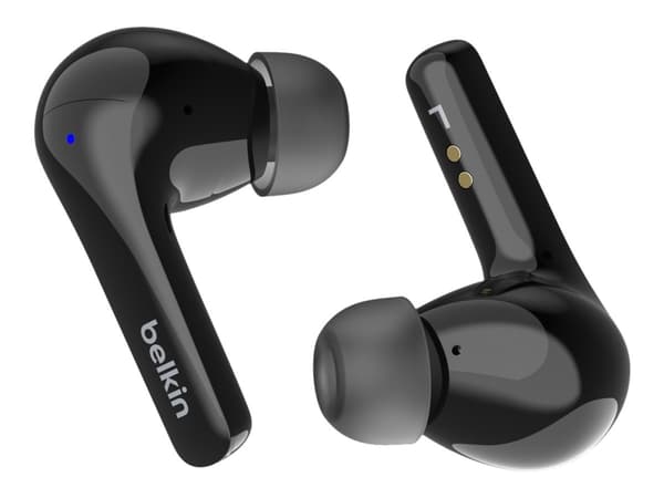 Belkin SoundForm Motion - True wireless-hodetelefoner med mikrofon - i øret - Bluetooth - aktiv støydemping - lydisolerende - svart