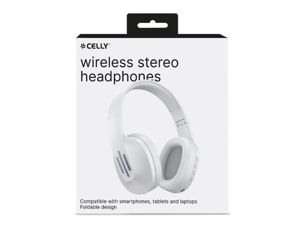 Celly FLOWBEAT - Hörlurar med mikrofon - fullstorlek - Bluetooth - trådlös - vit