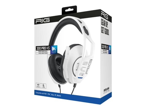 RIG 300 PRO HS - Hodesett - full størrelse - kablet - 3,5 mm jakk - lydisolerende - hvit - for Sony PlayStation 4, Sony PlayStation 5