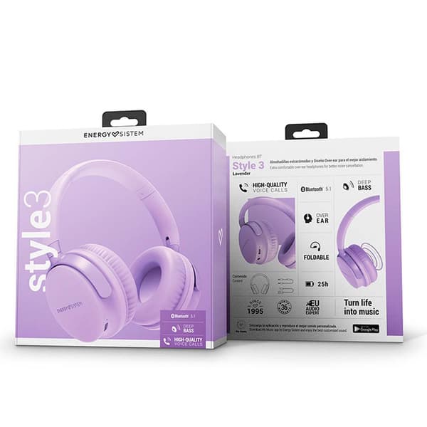 Energy Sistem Trådløse Høretelefoner Style 3 Bluetooth 5.1 Lilla