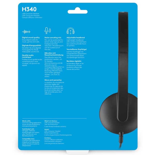 Logitech Hovedtelefoner H340 Sort