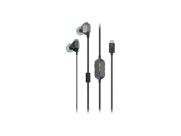Lenovo Legion E510 - Hörlurar med mikrofon - inuti örat - kabelansluten - USB-C - stormig grå