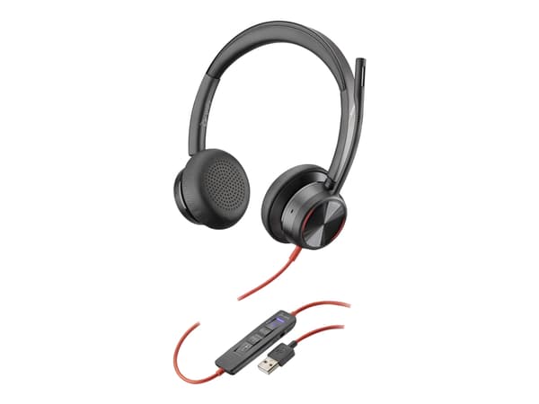 Poly Blackwire 8225-M - Blackwire 8200 series - hodesett - on-ear - kablet - USB-A - svart - Certified for Microsoft Teams