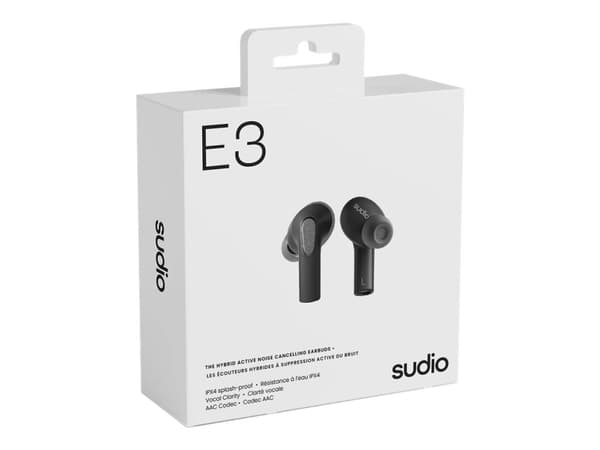 Sudio E3 - True wireless-hörlurar med mikrofon - inuti örat - Bluetooth - aktiv brusradering - ljudisolerande - svart
