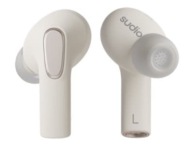 Sudio E3 - True wireless-hörlurar med mikrofon - inuti örat - Bluetooth - aktiv brusradering - ljudisolerande - gräddvit