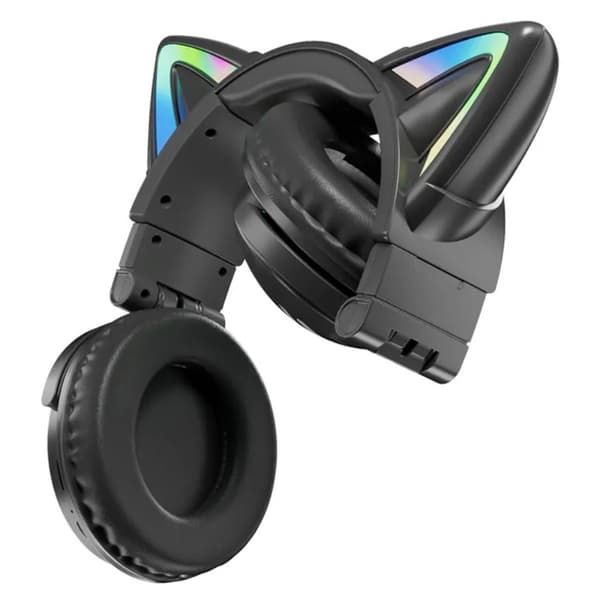 Kattöron Bluetooth Headset Mikrofon Trådlösa hörlurar - Svart