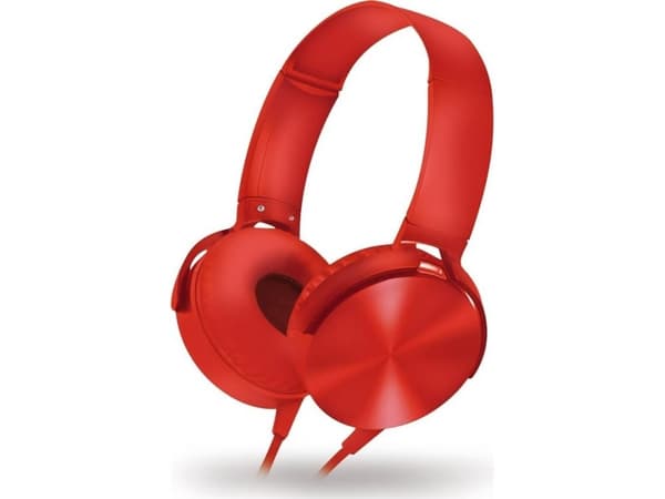 FREESTYLE STEREO HEADPHONES WITH MIC WIRED HEADPHONES WITH MICROPHONE EXTRA BASS MOVE RED [45711]