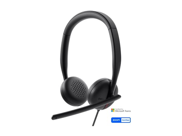 Dell Wired Headset WH3024 - Headset - på örat - kabelansluten - USB-C - Certifierad för Microsoft-teams, Zoomcertifierad