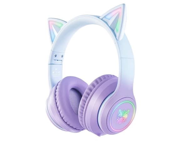 B90 RGB Cat Ears Gaming Headphones purple