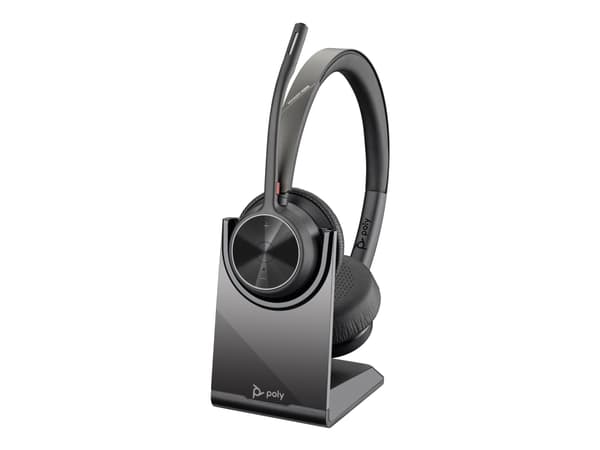 Poly Voyager 4320 - Voyager 4300 UC series - headset - på örat - Bluetooth - trådlös, kabelansluten - USB-C - svart - Zoomcertifierad
