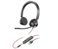 Miniatyrbilde 2 av 5: Poly Blackwire 3325 - Blackwire 3300 series - hodesett - on-ear - kablet - 3,5 mm jakk, USB-A - svart
