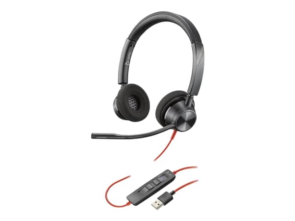 Poly Blackwire 3325 - Blackwire 3300 series - hodesett - on-ear - kablet - 3,5 mm jakk, USB-A - svart