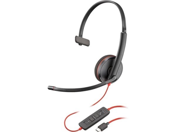 Poly Blackwire 3210 - Blackwire 3200 Series - hodesett - on-ear - kablet - USB-A - svart - Skype Certified, Cisco Jabber Certified, Avaya Certified