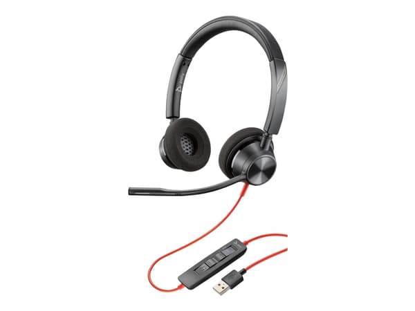 Poly Blackwire 3320-M - Blackwire 3300 series - hodesett - on-ear - kablet - USB-A - svart - Certified for Microsoft Teams