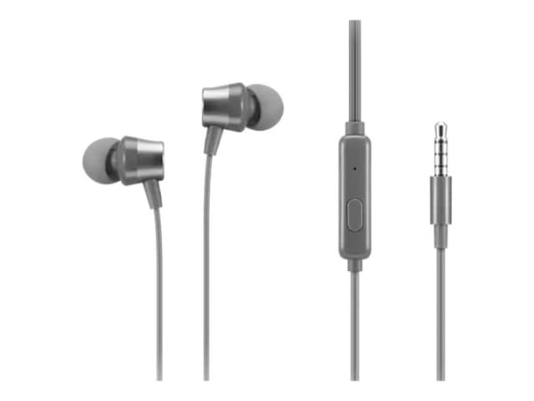 Lenovo 110 - Ørepropper med mikrofon - i øret - kablet - 3,5 mm jakk - grå - for ThinkCentre M70t Gen 3; M90s Gen 3; ThinkCentre neo 70; ThinkPad E14